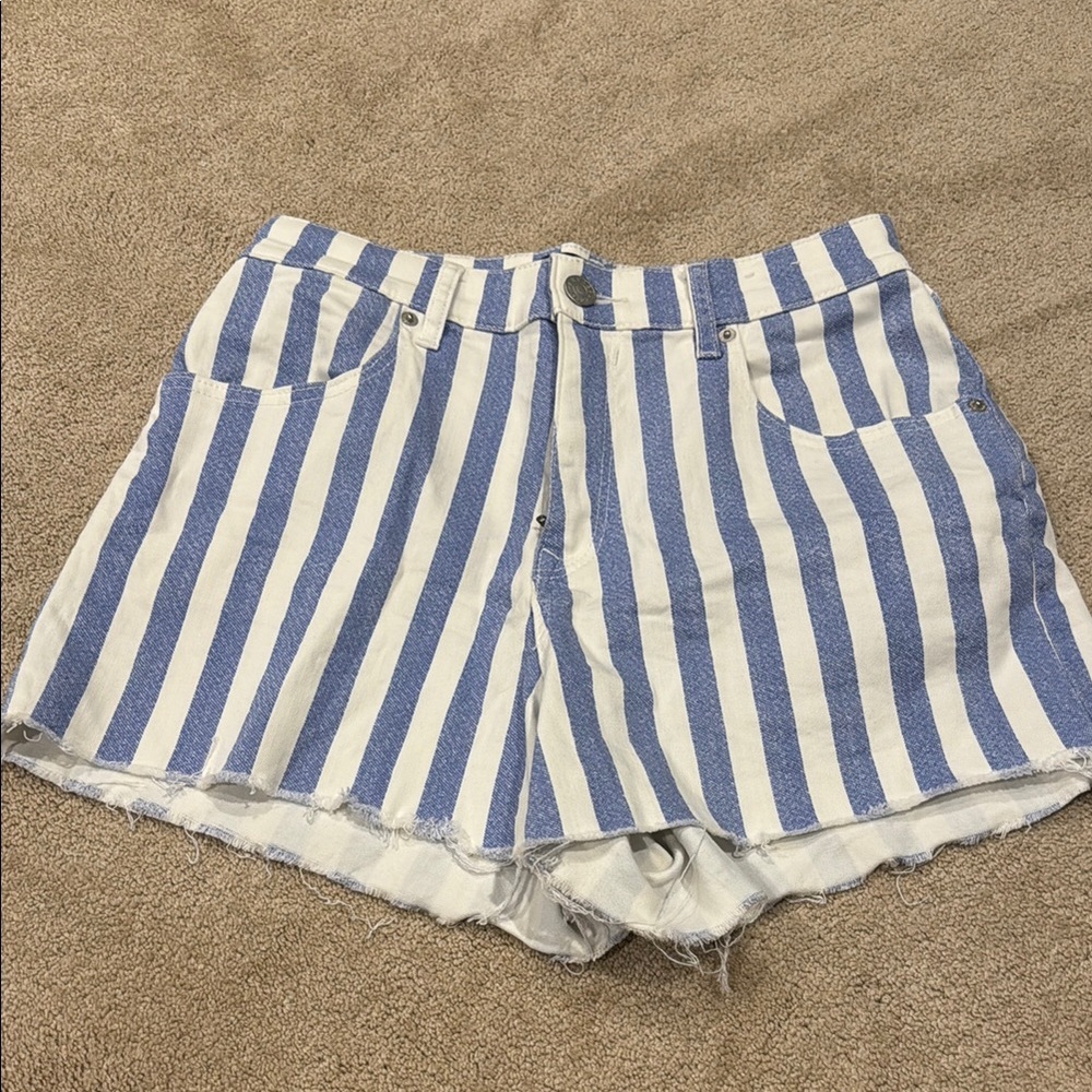Express Striped Blue and White Women's Shorts